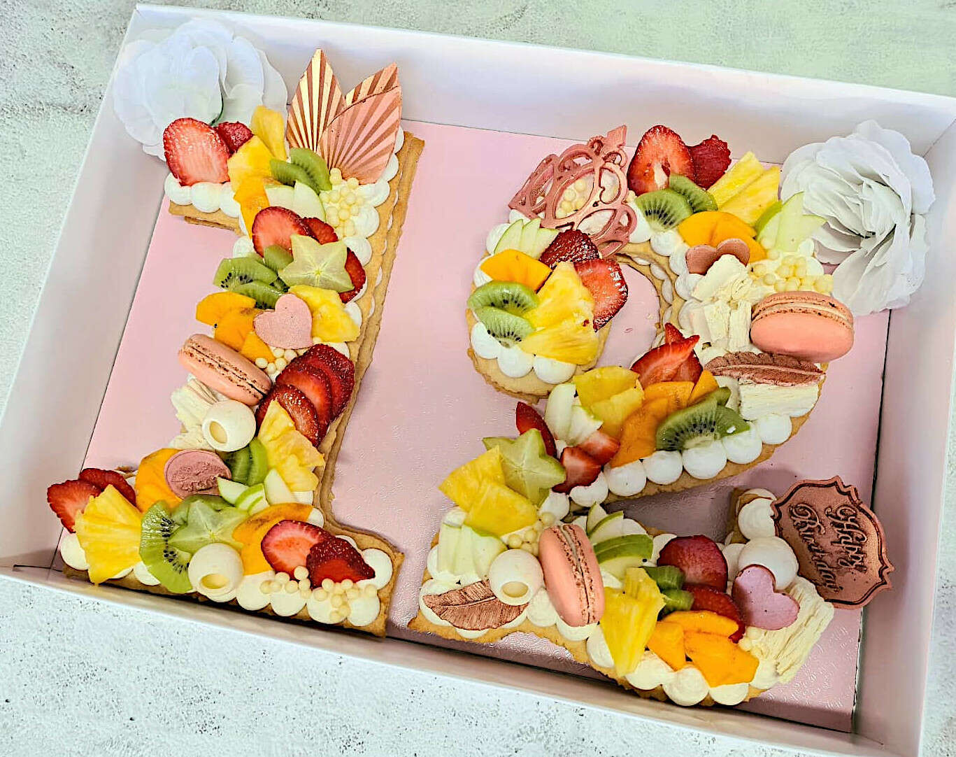 עוגת מספרים עם פירות