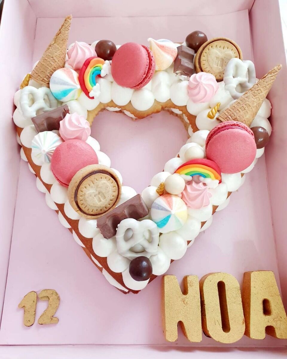 עוגת לב מבצק פריך וממתקים