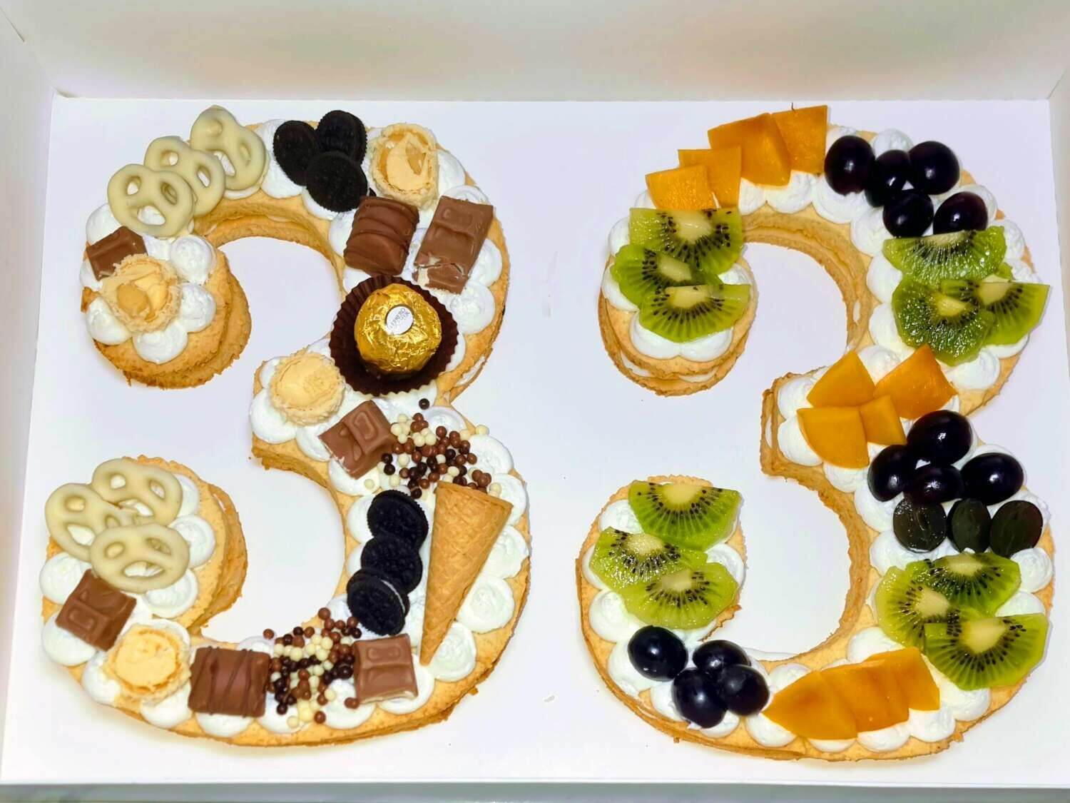 עוגת בצק פריך יום הולדת 33 חצי חצי