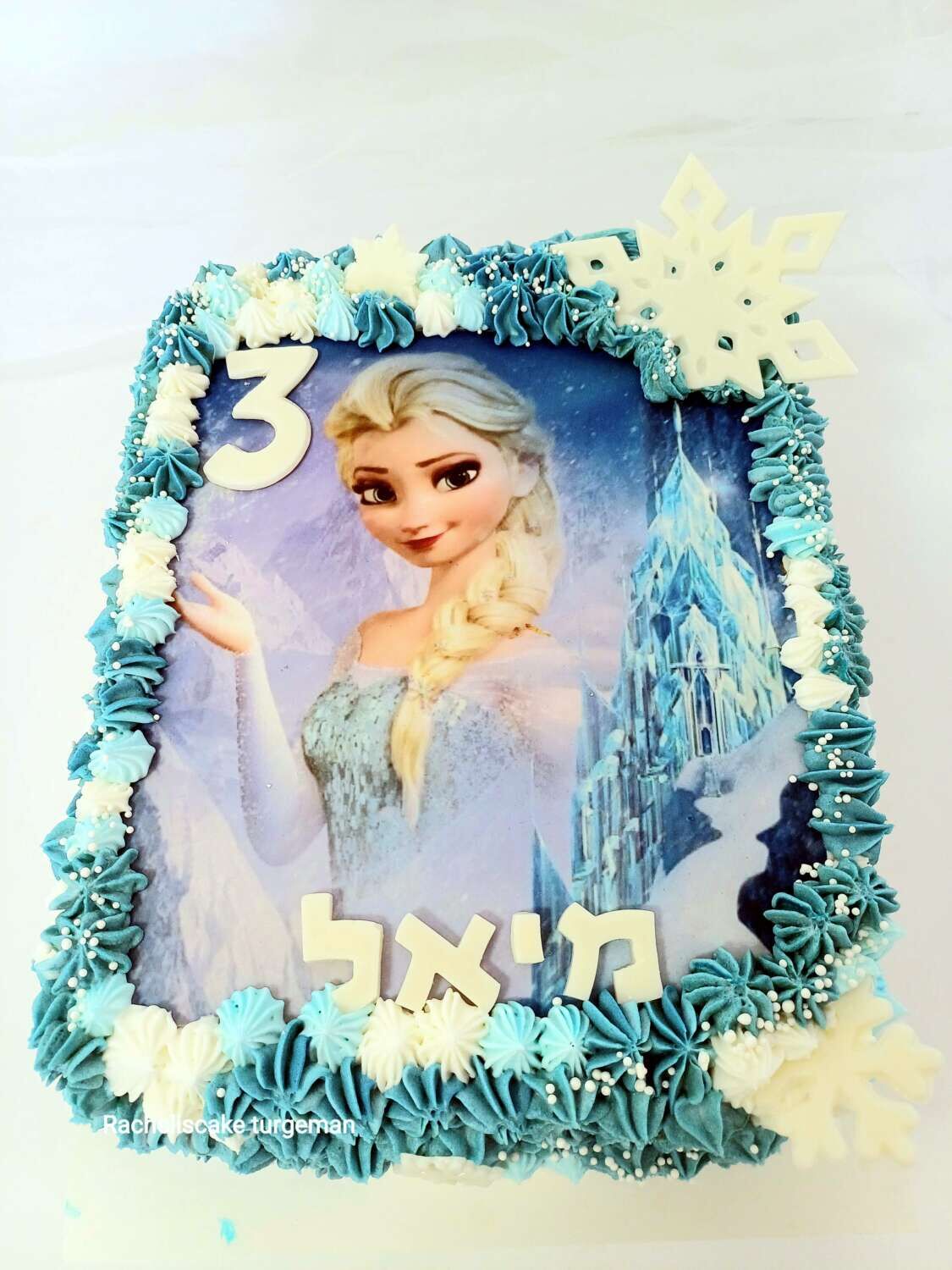 עוגת גן אלזה זילופים סוכריות ואלמנטים
