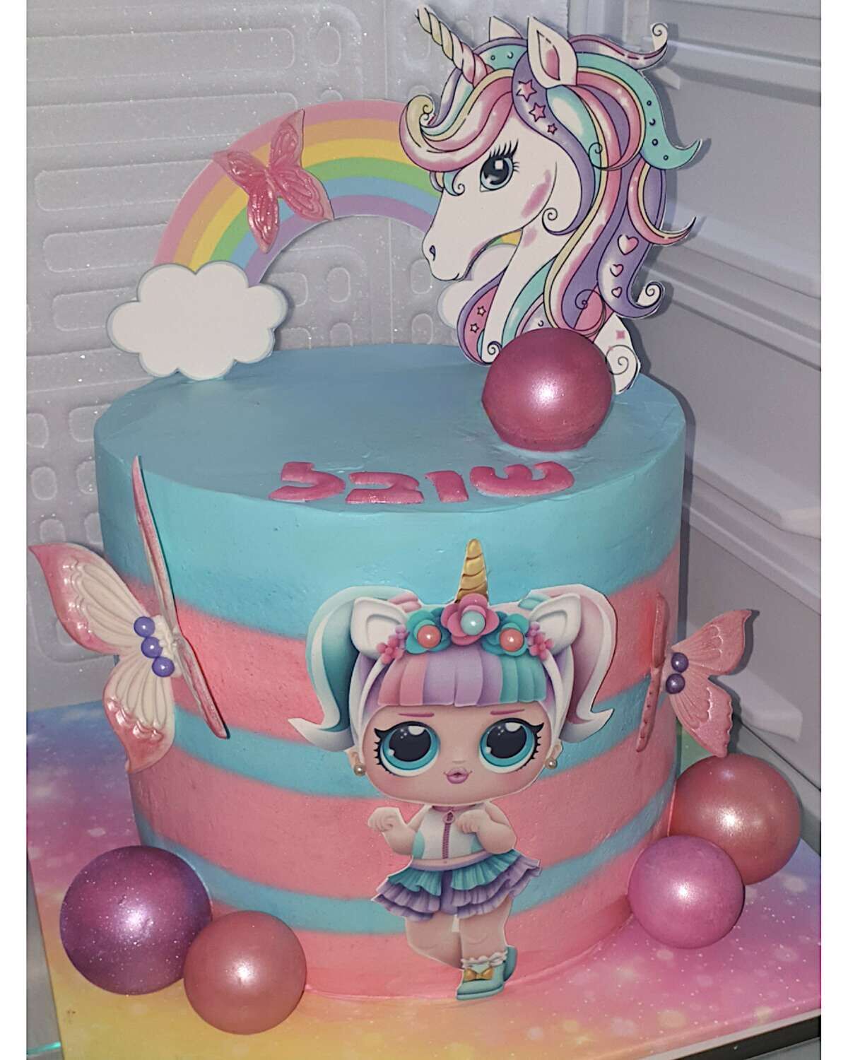 עוגה מעוצבת לול חד קרן